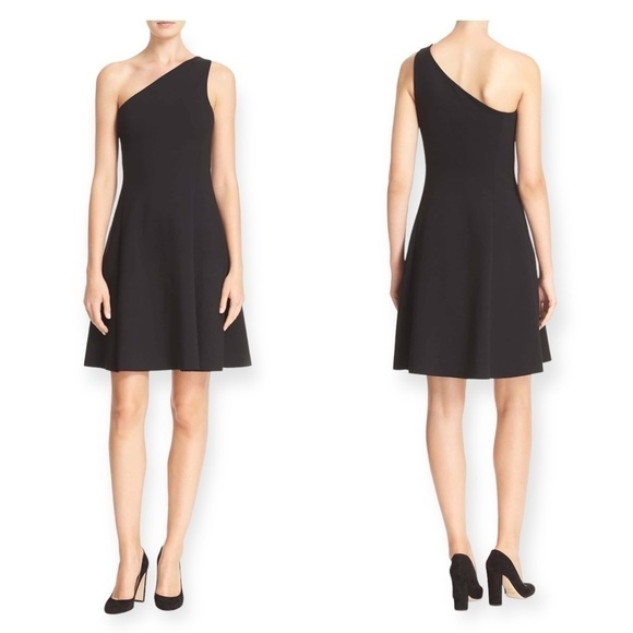 New with tag, Theory Black Leainna Fixture Ponte‎ One-Shoulder Dress,  P (00-0) - Picture 2 of 15